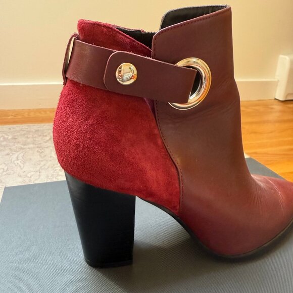 & Other Stories Oxblood Suede + Leather Booties – 90s Style with Silver Accents - Picture 7 of 15